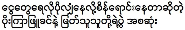 Poe Kyar Phyu Khin and Myat Thu Thu are meeting